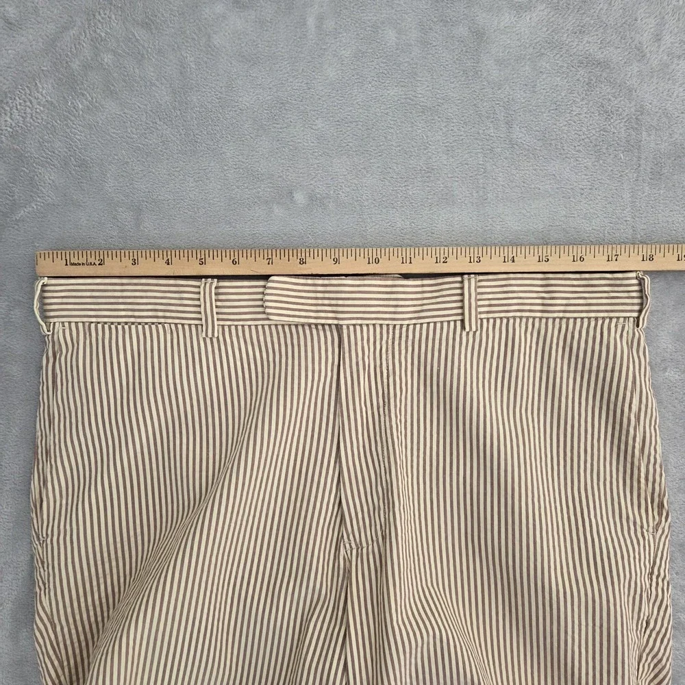Polo Ralph Lauren 381 Bleeker Seersucker Shorts Men 35 Brown Striped Classic Fit
